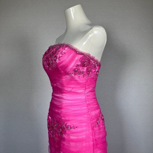 Joli Prom Embellished Party Dress Strapless Pink 6 - Picture 2 of 13